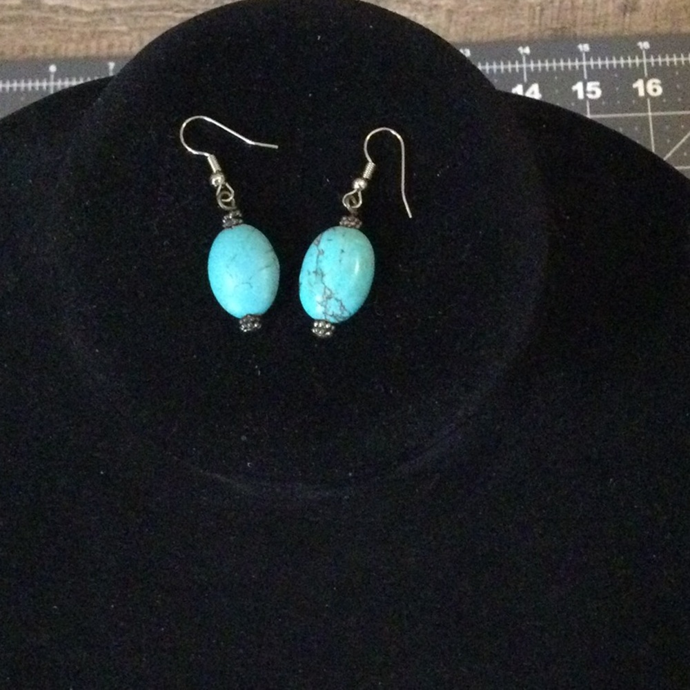 Turquoise Oval Drop Earrings